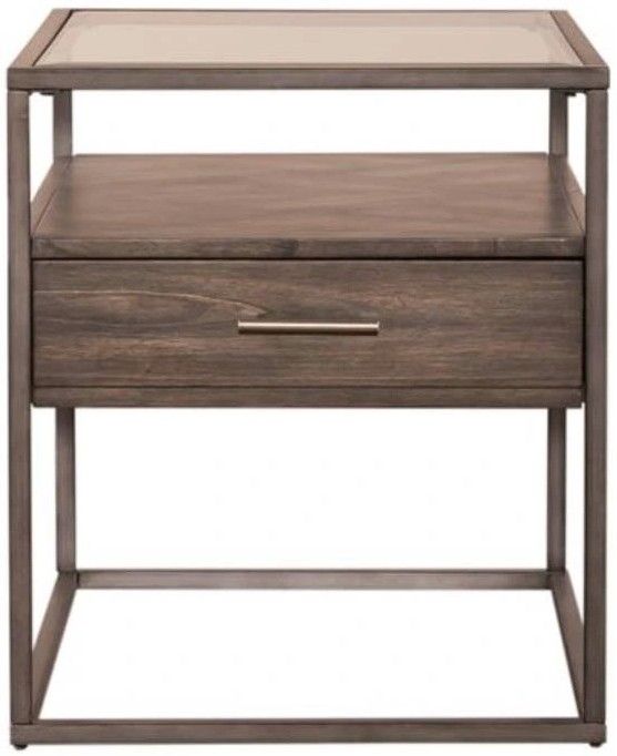 Liberty Furniture Jamestown Glass Top End Table with Tobacco Base-2