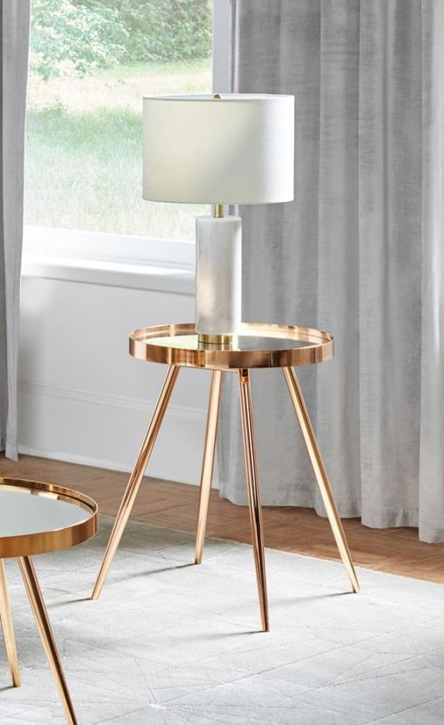 Coaster® Kaelyn Mirror Top End Table with Gold Tapered Legs-1