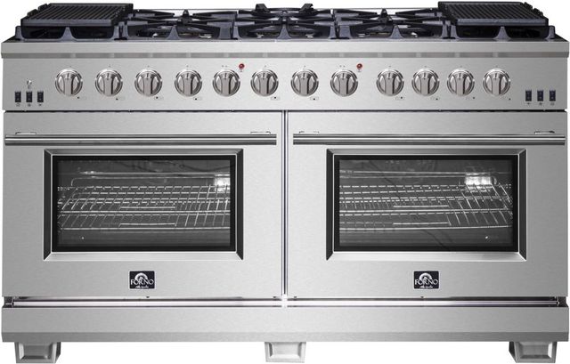 FORNO® Capriasca 60" Stainless Steel Pro Style Gas Range-0
