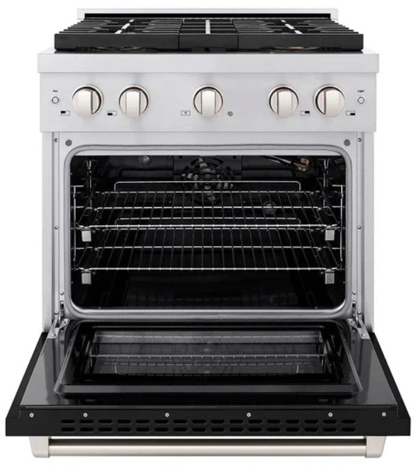 ZLINE Paramount 30" 4.2 Cu. Ft. Stainless Steel Gas Range with 4 Burner DuoPro™ Cooktop and Convection Gas Oven with Black Matte Door-3