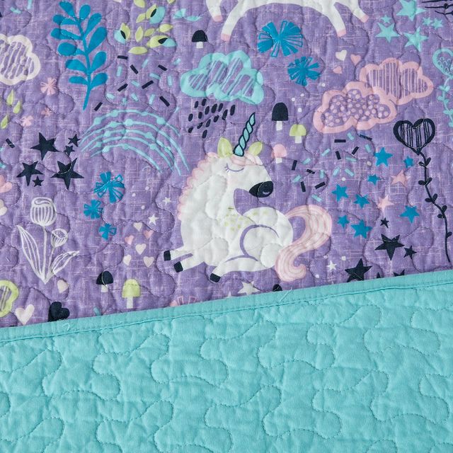 Olliix by Urban Habitat Kids Lola 6 Piece Unicorn Cotton Reversible Purple Daybed Set-3