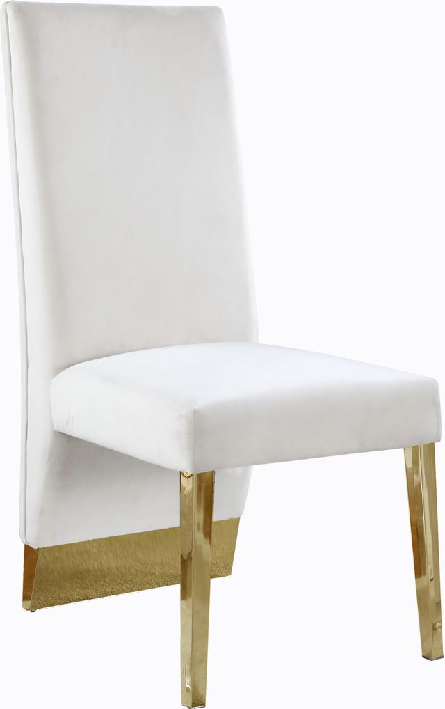 Meridian Furniture Porsha Cream/Gold Velvet Dining Chair-0