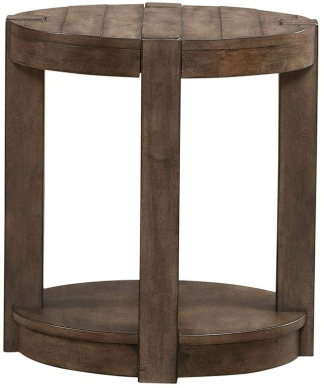 Liberty Furniture Broadmore Cobblestone Brown Round Chairside Table-2