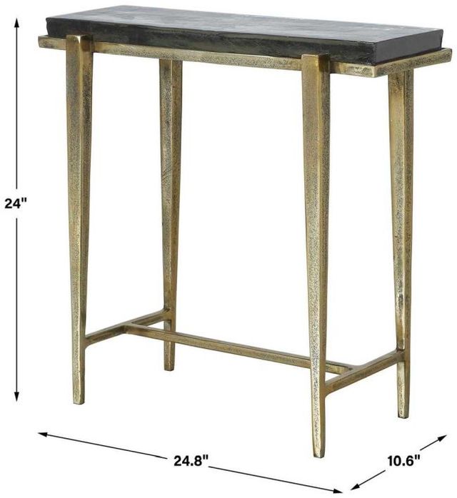 Uttermost® Preston Rectangular Glass Top Accent Table with Antique Brass Base-2