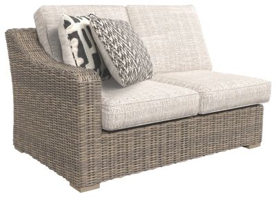 Signature Design by Ashley® Beachcroft 2-Piece Beige/Brown Outdoor Fabric/Resin Wicker Loveseat-2