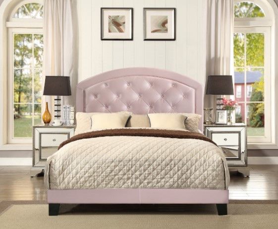 Crown Mark Gaby Pink Platform Adjustable Headboard bed-3
