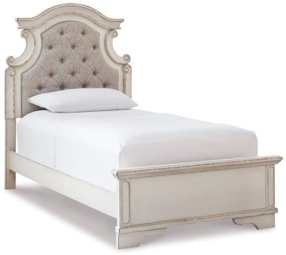 Signature Design by Ashley® Realyn 5-Piece Chipped White Twin Panel Bed Set-1