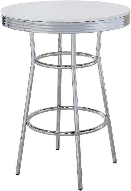 Coaster® Theodore White Bar Table with Chrome Silver Base-0