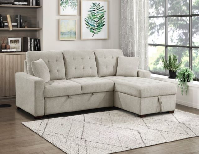 Homelegance® Waitsfield 2-Piece Beige Right Arm Facing Sectional with Pull-out Bed and Hidden Storage-1
