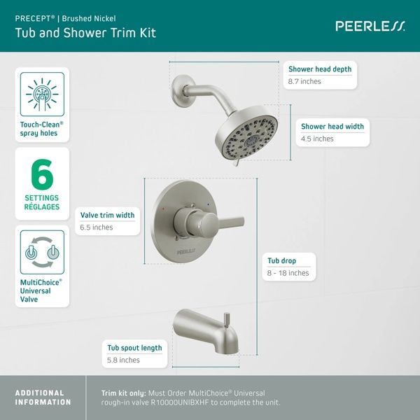 Peerless Precept® Brushed Nickel Tub Trim Kit Only-2