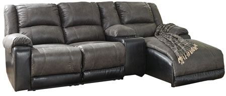 Signature Design by Ashley® Nantahala 4-Piece Slate Reclining Right-Arm Facing Sectional and Chaise with Console-0