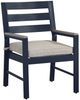 Signature Design by Ashley® Mabry Shores 2-Piece Driftwood/Navy Blue Aluminum/Fabric Outdoor Dining Arm Chair-2