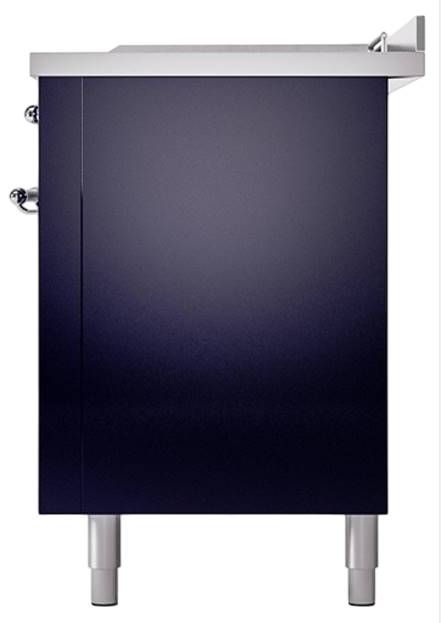 Ilve® Nostalgie II Noblesse 60'' Midnight Blue Pro Style Dual Fuel Range with Chrome Trim-3