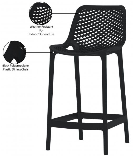 Meridian Furniture Mykonos 4-Piece Black Polypropylene Plastic Outdoor Patio Stool Set-4