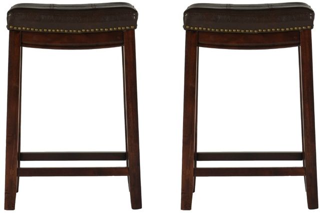 Linon Claridge 2-Piece Brown Counter Stool Set-2