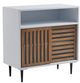 Olliix by INK+IVY Serenity Brown/White 31.5"W x 15.75"D x 32"H Mid Century Sliding Slat Door Accent Cabinet-1