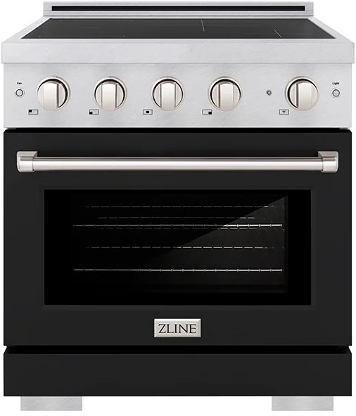 ZLINE Paramount  30" Satin Stainless Steel Pro Style Induction Range with Black Matte Door-0