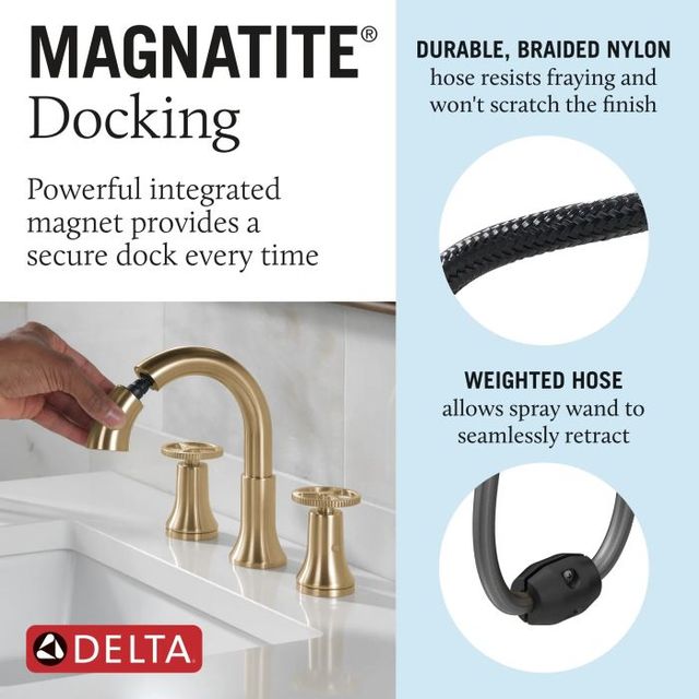Delta Trinsic® Champagne Bronze 2-Handle Wheel Widespread Pull Down Bathroom-4