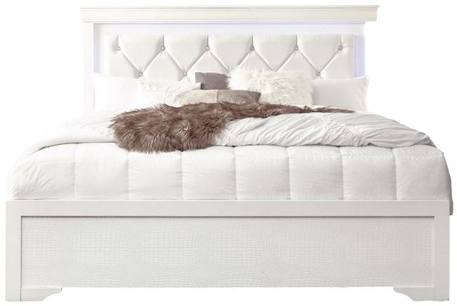 Global Furniture USA Pompei Metallic White Full Bed with LED-1