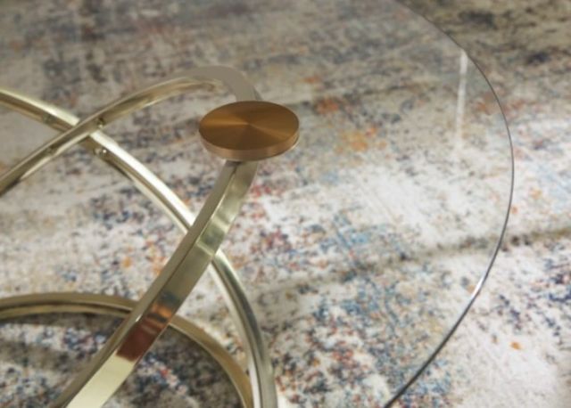 Signature Design by Ashley® Crimonti 3-Piece Glass Top Table Set with Champagne Base-2