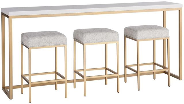 Universal Explore Home™ Love. Joy. Bliss. Miranda Kerr Home Alabaster/Soft Gold Metal Console Table with Stools-0