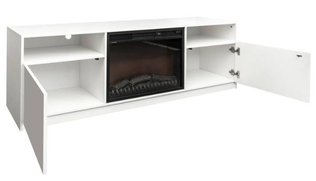 Mazin Furniture Amari Glossy White 70" TV Stand with Fireplace-2
