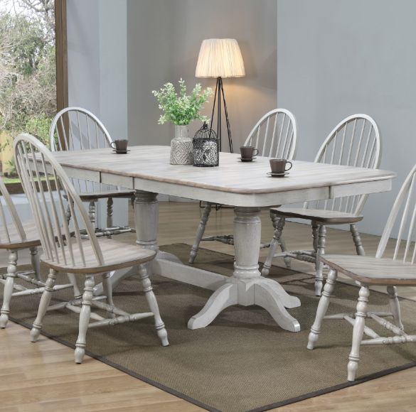 Winners Only® Ridgewood Oat Top Trestle Dining Table with Gray Base-2