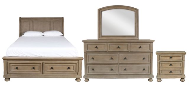 New Classic® Home Furnishings Allegra 4-Piece Pewter Youth Full Sleigh Storage Bedroom Set-0