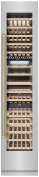ZLINE Autograph Edition 18 in. 9 Cu. Ft. Triple Zone 68 Bottle Right Hinge Column Wine Cooler in Stainless Steel with Champagne Bronze Accents-0