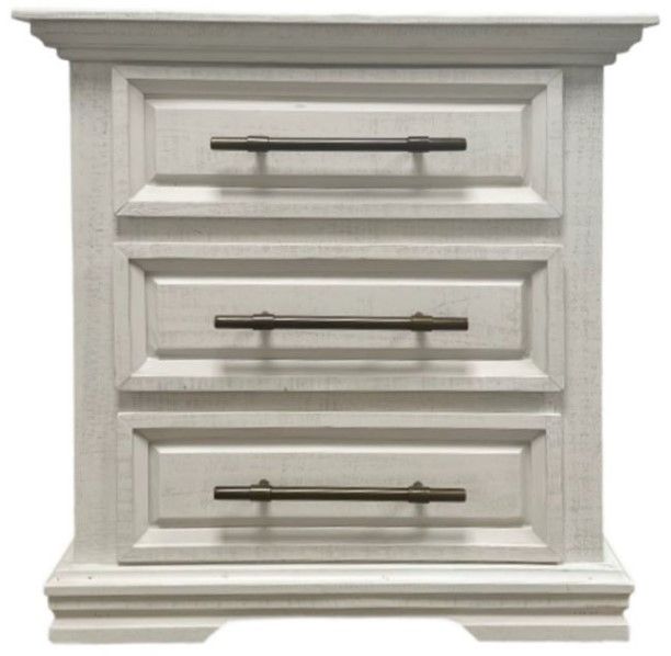 Million Dollar Rustic Coliseo Frosted White/Gold Nightstand with Hardware-0