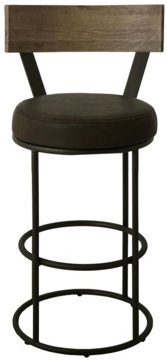 International Furniture Direct Xel-Ha Dark Hay Brown/Blacksmithing Black/Brown Barstool -1