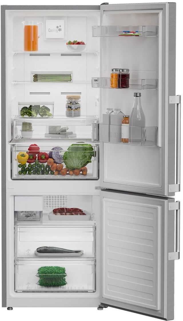 Blomberg® 24 in. 11.2 Cu. Ft. Fingerprint-Free Stainless Steel Counter Depth Bottom Freezer Refrigerator-2