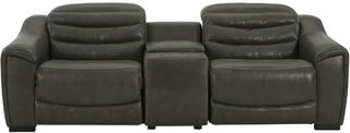 Signature Design by Ashley® Center Line 3-Piece Dark Gray Power Reclining Console Loveseat 