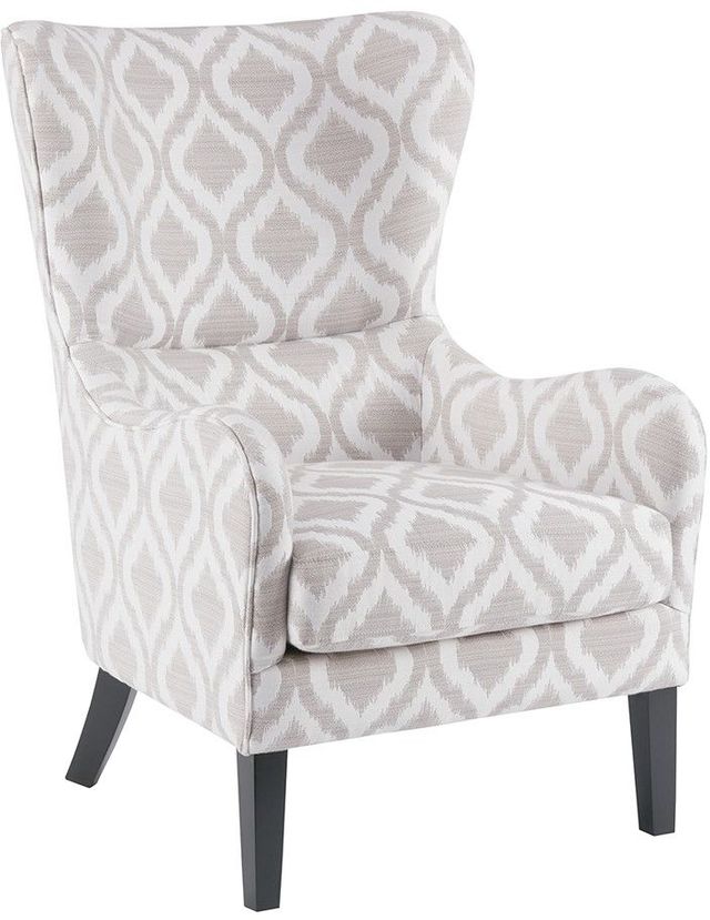Olliix by Madison Park Grey/White Arianna Swoop Wing Chair-2