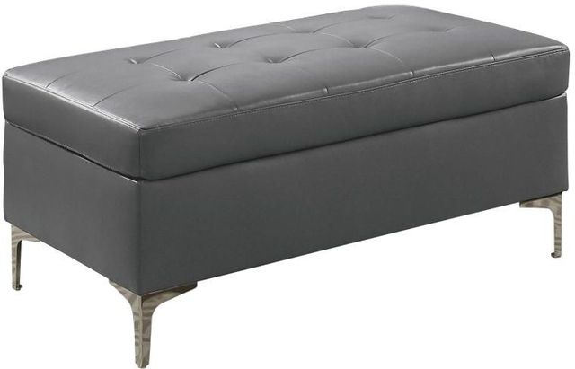 Mazin Furniture Barrington Gray Bi-Cast Vinyl Ottoman-0