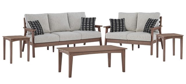 Signature Design by Ashley® Emmeline 5-Piece Beige/Brown Outdoor Conversation Set-0
