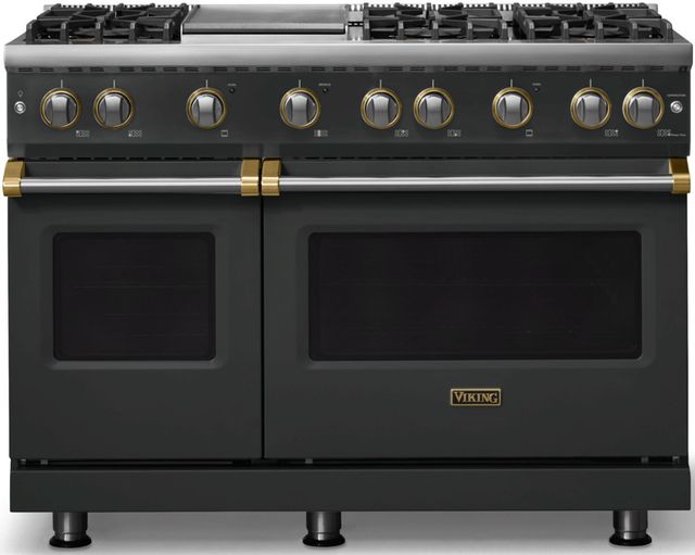 Viking® 5 Series 48" Antique Bronze Pro Style Gas (NG) Range with Brushed Brass Trim-0