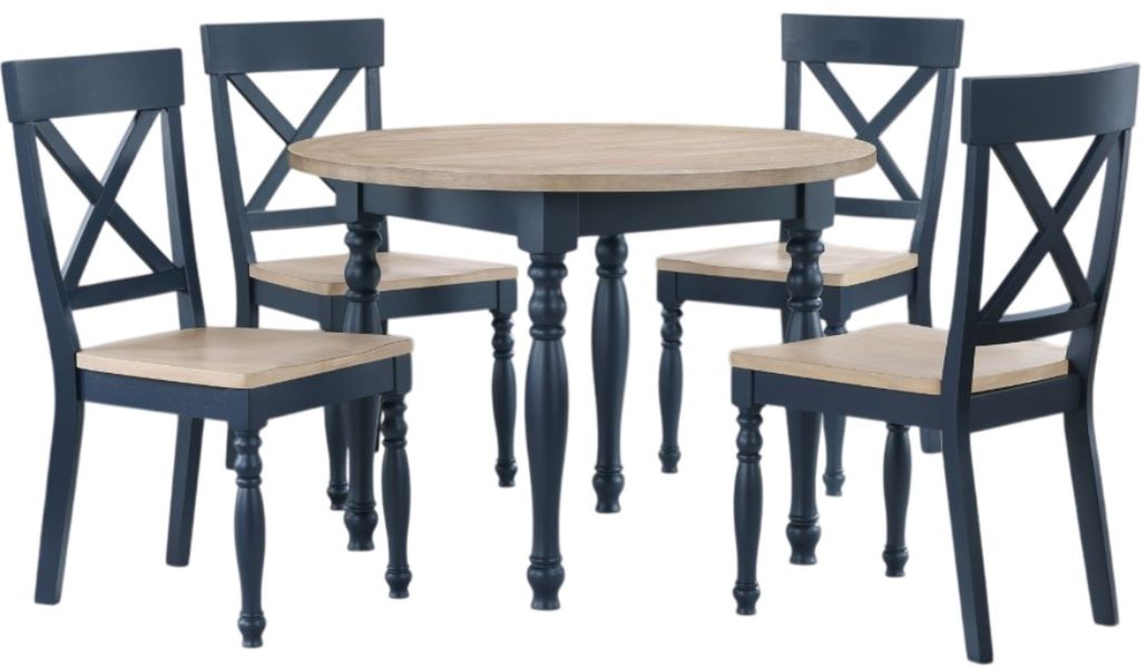 Steve Silver Co. Darcy 5-Piece Midnight Blue/Natural Dining Set | Bob ...