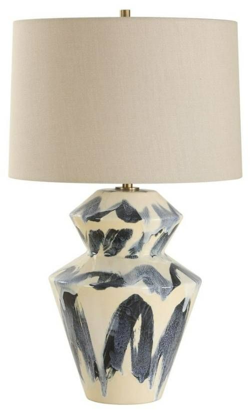 Uttermost® Oranda Off-White Table Lamp with Blue/Cream Base-3