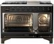 Ilve® Majestic III 48" Glossy Black Pro Style Dual Fuel Natural Gas Range with Solid Door and Burnished Trim-1