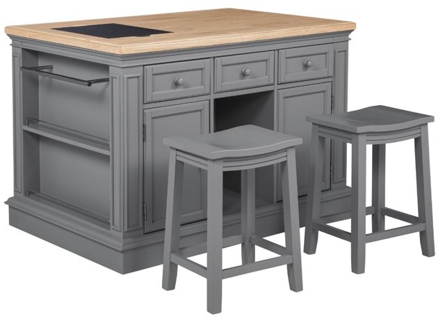 Powell® Penda Gray Extension Kitchen Island With Stools-0