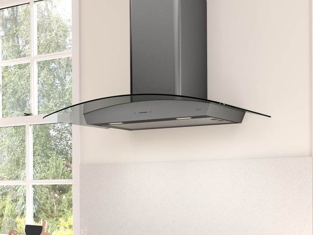 Zephyr Core Collection Ravenna 30" Black Stainless Steel with Smoke-Gray Glass Wall Mounted Range Hood-4