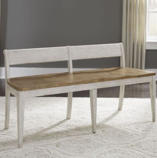 Liberty Furniture Farmhouse Reimagined Antique White/Chestnut Bench-1