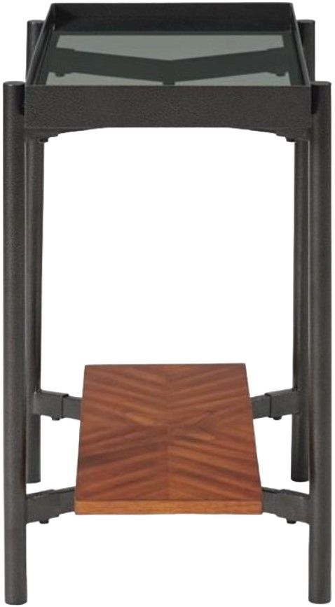 Riverside Furniture Lennox Black Chairside Table with Rosewood Base-2