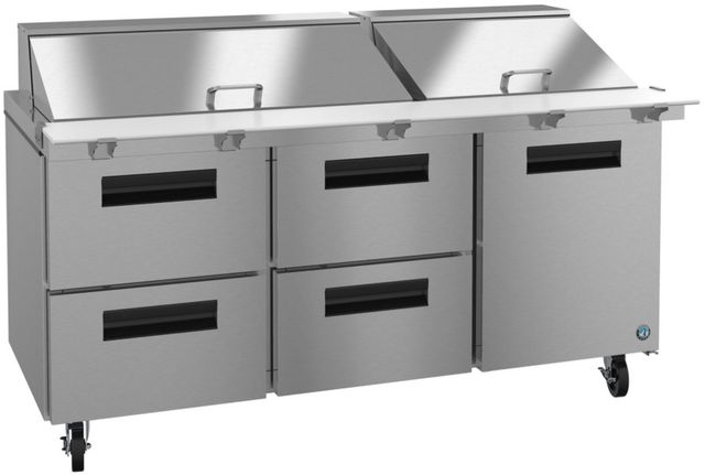 Hoshizaki 72" 21.25 Cu. Ft. Stainless Steel Three Section Mega Top Prep Table Refrigerator with Drawer Slides-1