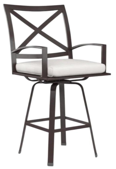 Sunset West La Jolla Espresso Aluminum Swivel Outdoor Counter Stool with Canvas Flax Cushion-0