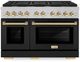 ZLINE Autograph Edition Paramount 48" Satin Stainless Steel Pro Style Dual Fuel Range with Black Matte Door and Polished Gold Accents-0