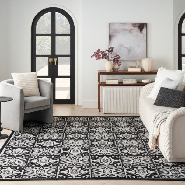 Nourison Home™ Aloha Black White 5'x8' Style 2 Area Rug-1
