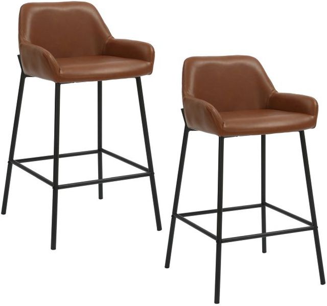 Worldwide Homefurnishings Inc. Baily 2-Piece Black/Saddle Counter Stool Set-0