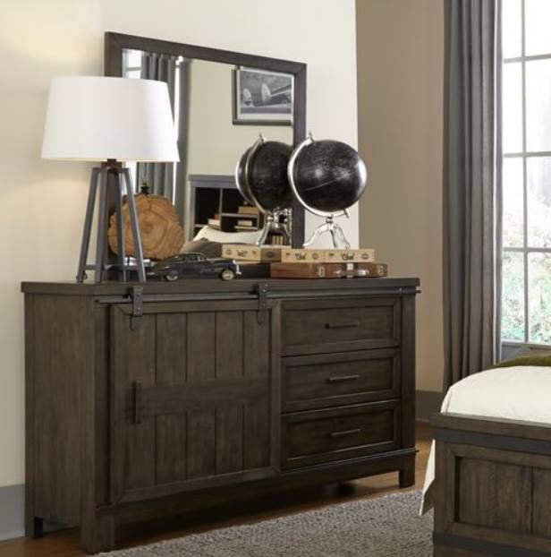 Liberty Furniture Thornwood Hills Rock Beaten Brown Youth Dresser and Mirror-1